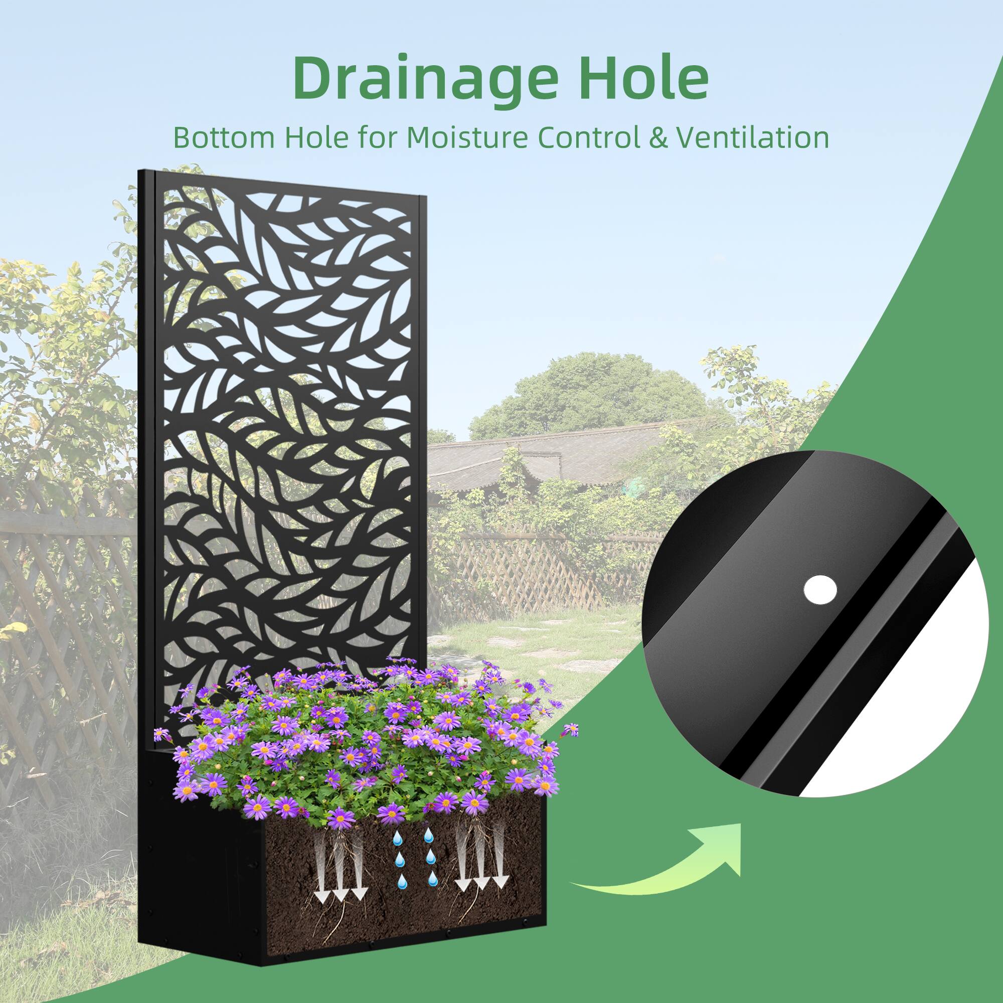 Drainage Hole  
Bottom Hole for Moisture Control & Ventilation