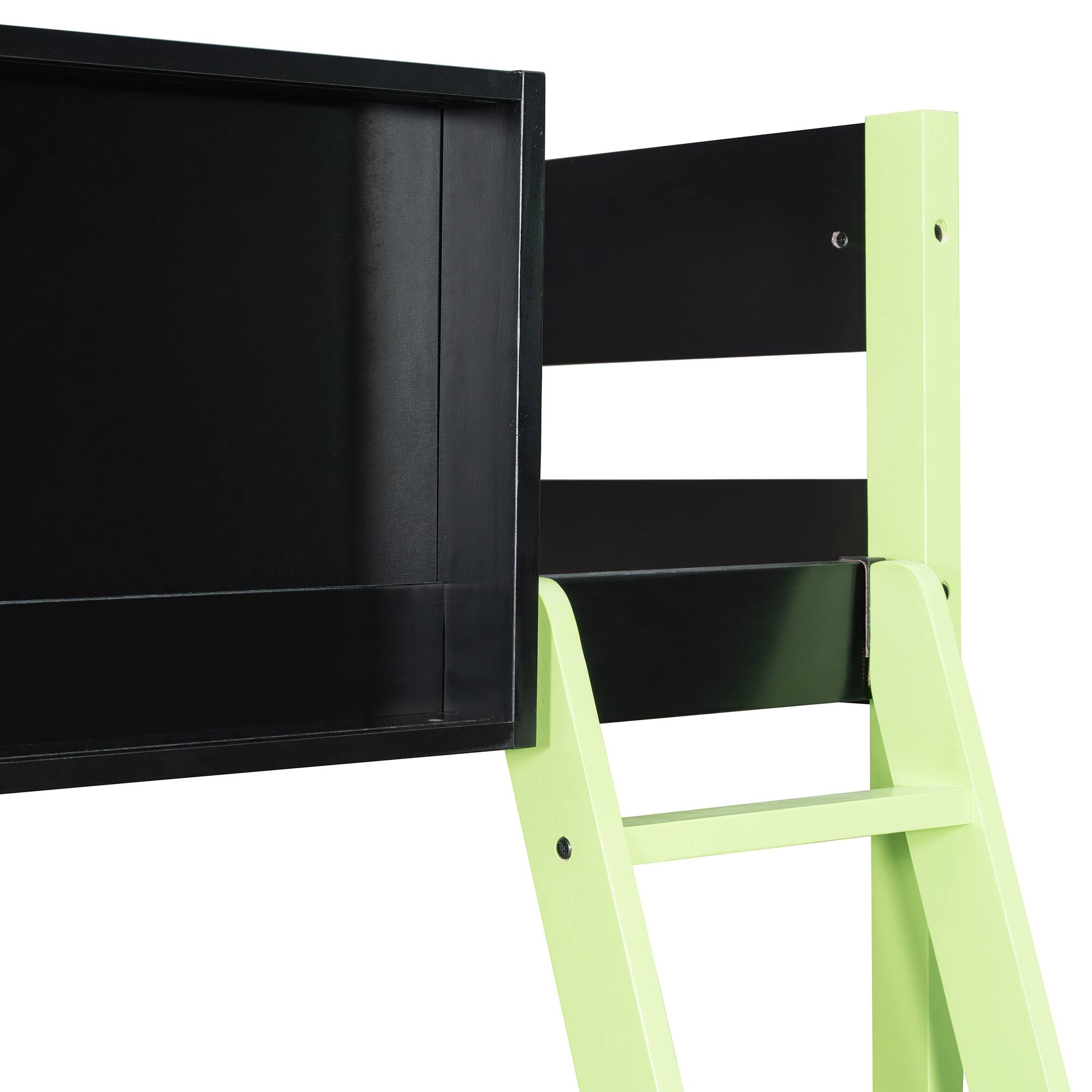 Alt View 4. Anysun - Full Size Wood Loft Bed with Desk, Ample Storage Space and Light - Green.