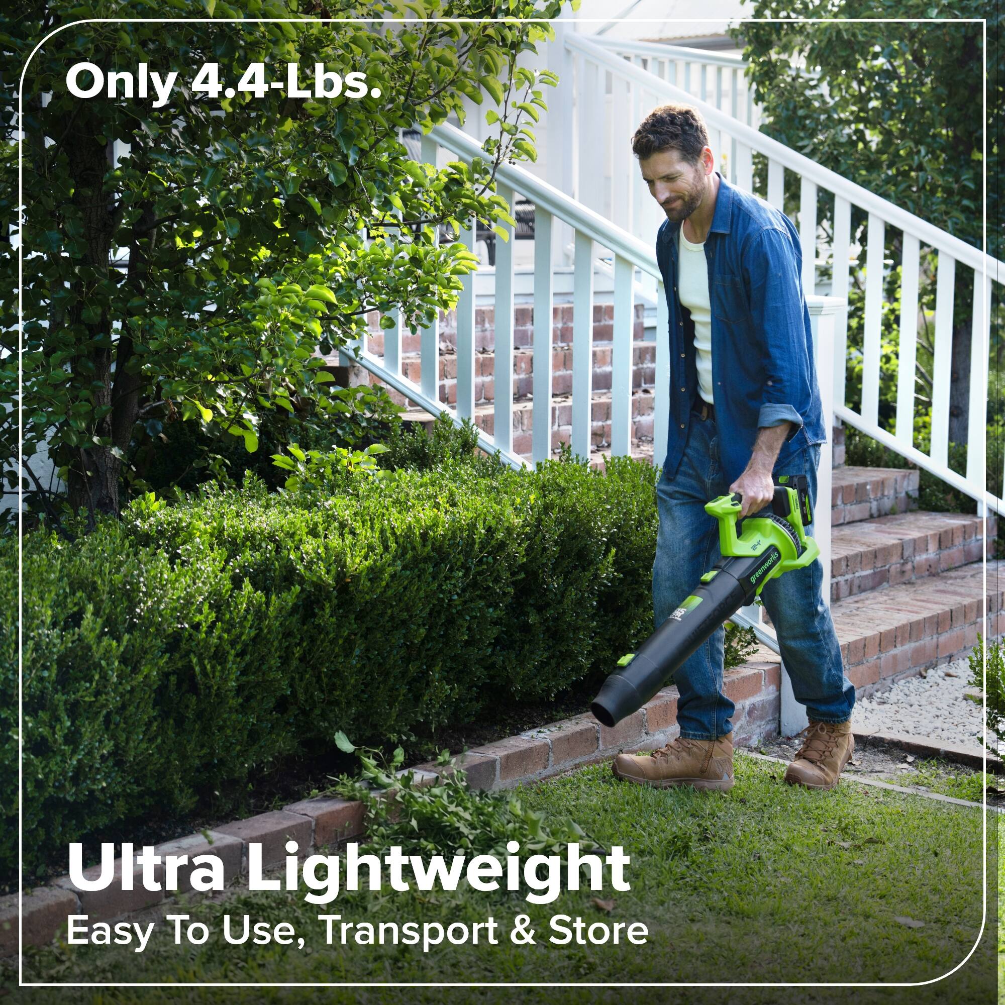 Only 4.4-Lbs.  
Ultra Lightweight  
Easy To Use, Transport & Store