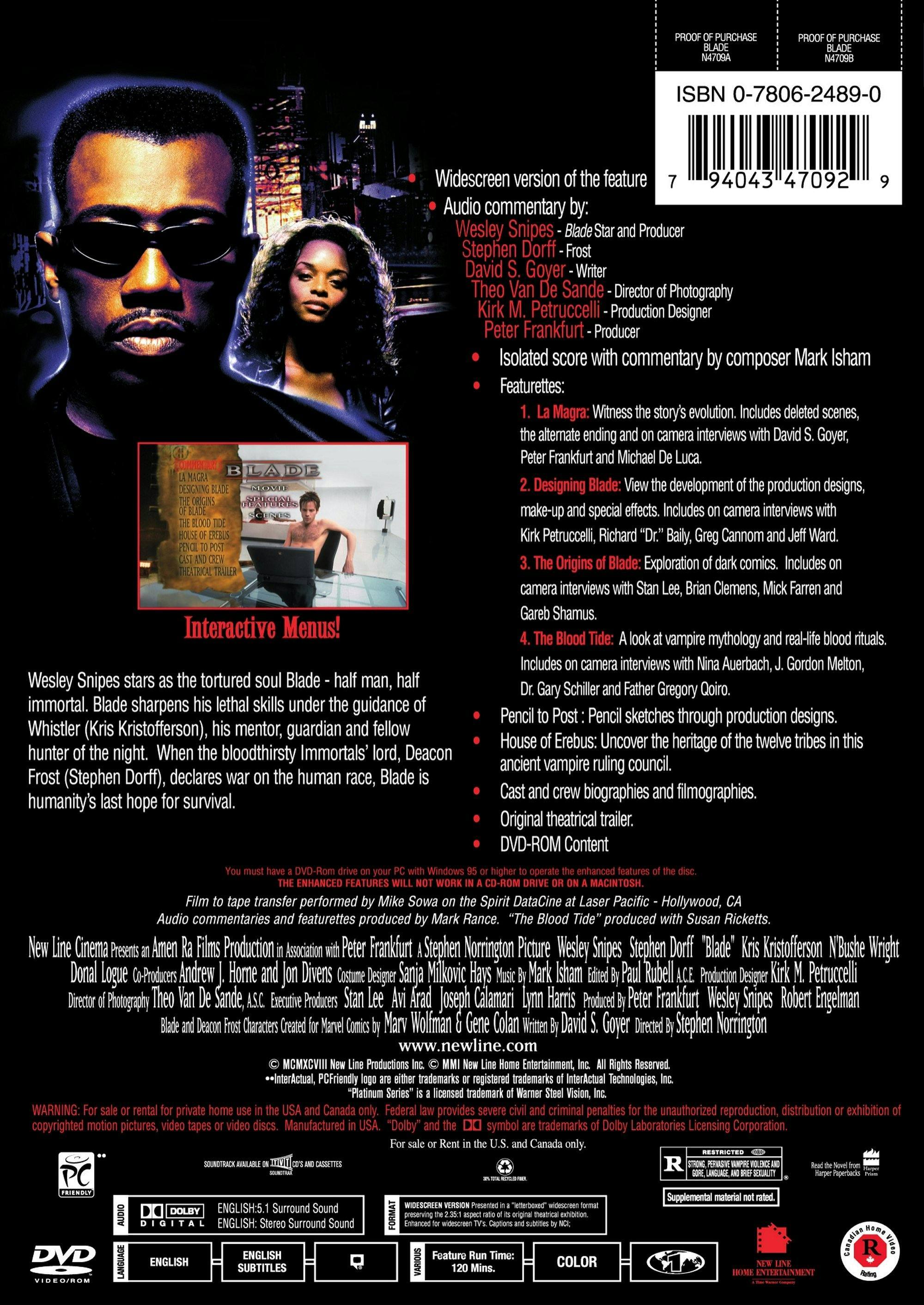 Back. Blade (DVD Platinum Series) [DVD].