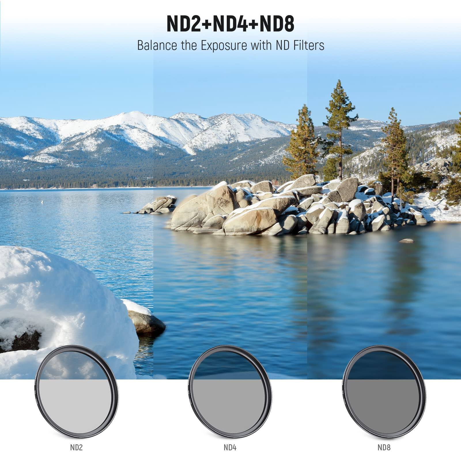 ND2+ND4+ND8  
Balance the Exposure with ND Filters  
ND2  
ND4  
ND8