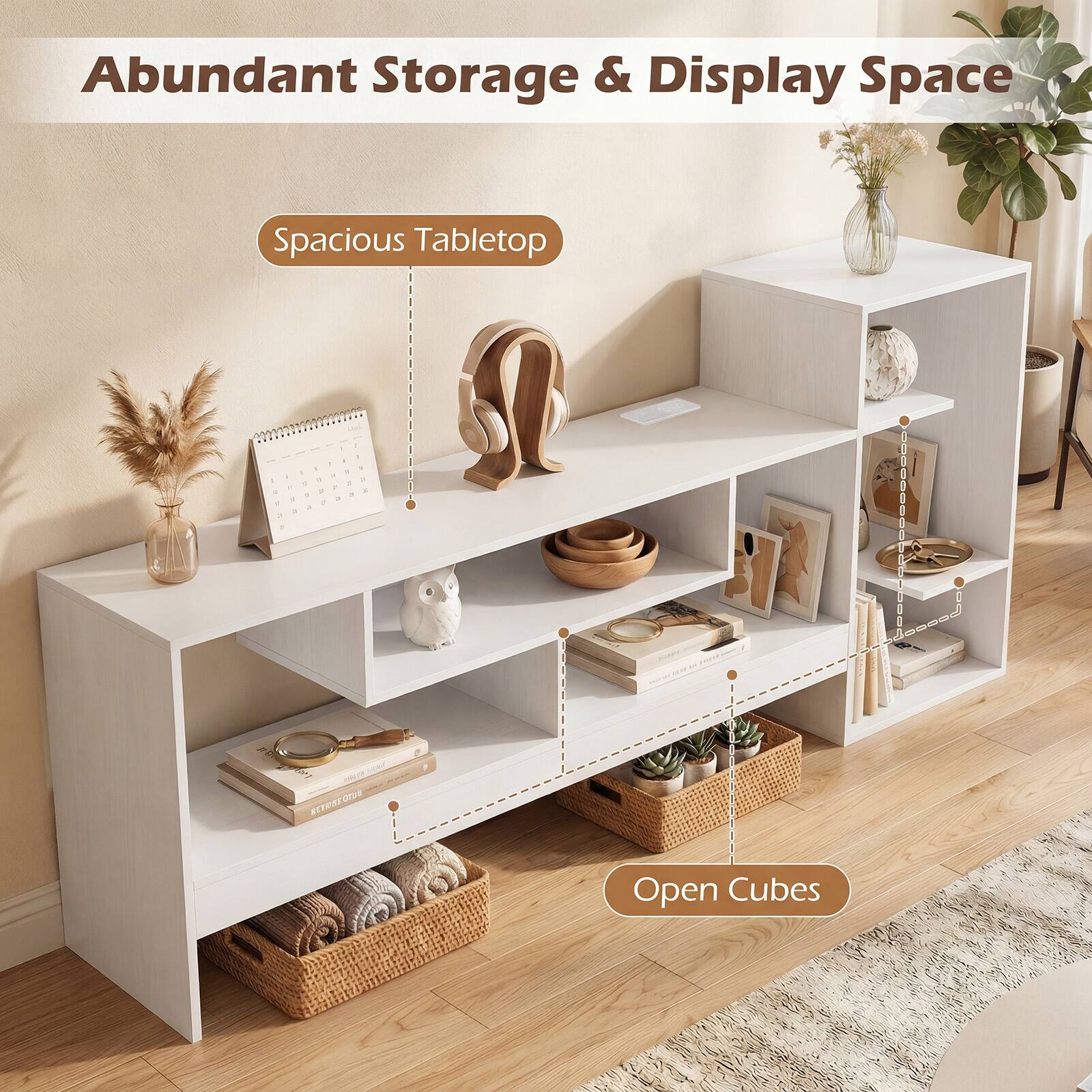 Abundant Storage & Display Space  
Spacious Tabletop  
Open Cubes