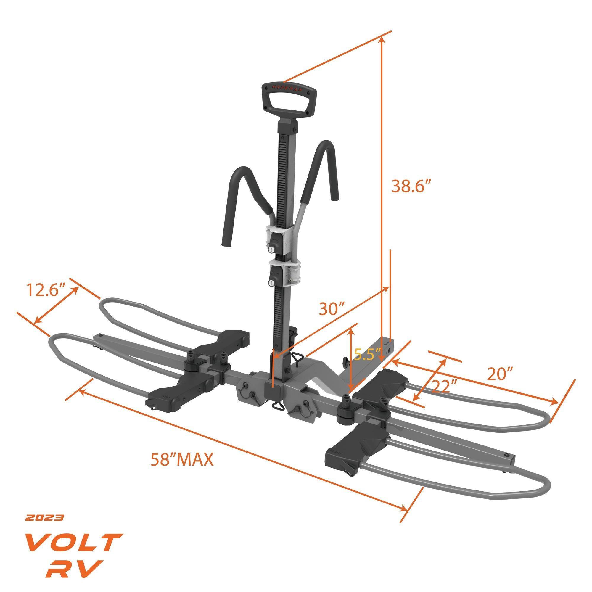 VOLT RV  
2023  
38.6"  
12.6"  
30"  
5.5"  
22"  
20"  
58"MAX
