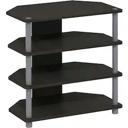 FurniFact - Espresso 4-Tier TV Stand, Easy Assembly, Composite Wood Construction - Brown Black
