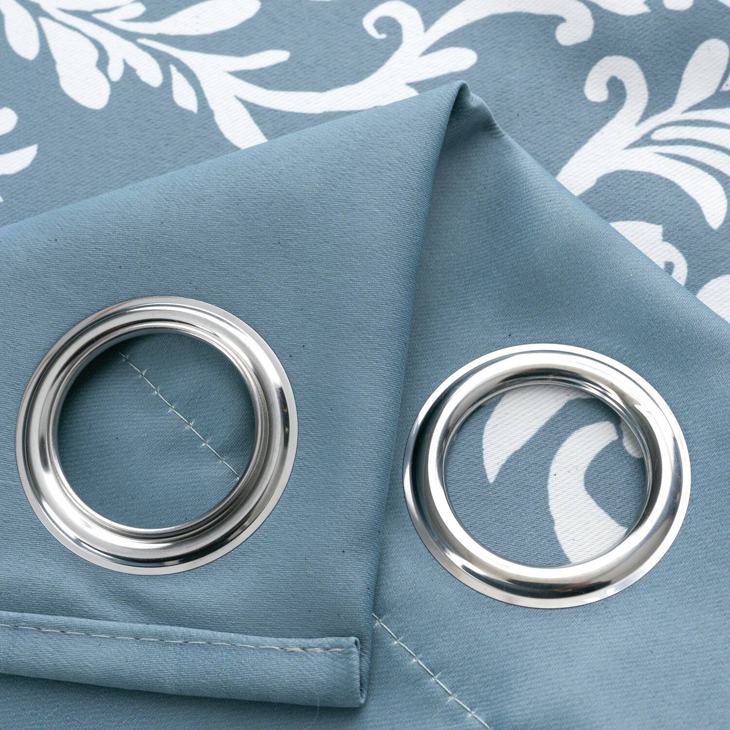 Alt View 1. Olivia Gray - Olivia Gray 100% Polyester 190 GSM Cressida Reversible Blackout Grommet Curtain Panel 54" x 90" Blue - Blue.