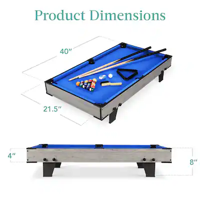 Mini Pool Table - 20-Inch Portable Tabletop Billiards Game with Cue Balls, Sticks, Chalk, Brh, and Triangle Rack - Table Games by Hey Play Mini Pool Table - 20-Inch Portable Tabletop Billiards Game with Cue Balls, Sticks, Chalk, Brh, and Triangle Rack - Table Games by Hey Play