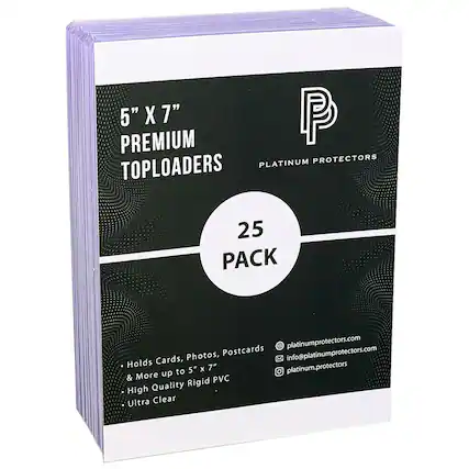 5" X 7" PREMIUM TOPLOADERS
25 PACK
PLATINUM PROTECTORS
- Holds Cards, Photos, Postcards & More up to 5" x 7"
- High Quality Rigid PVC
- Ultra Clear
platinumprotectors.com
info@platinumprotectors.com
platinum.protectors