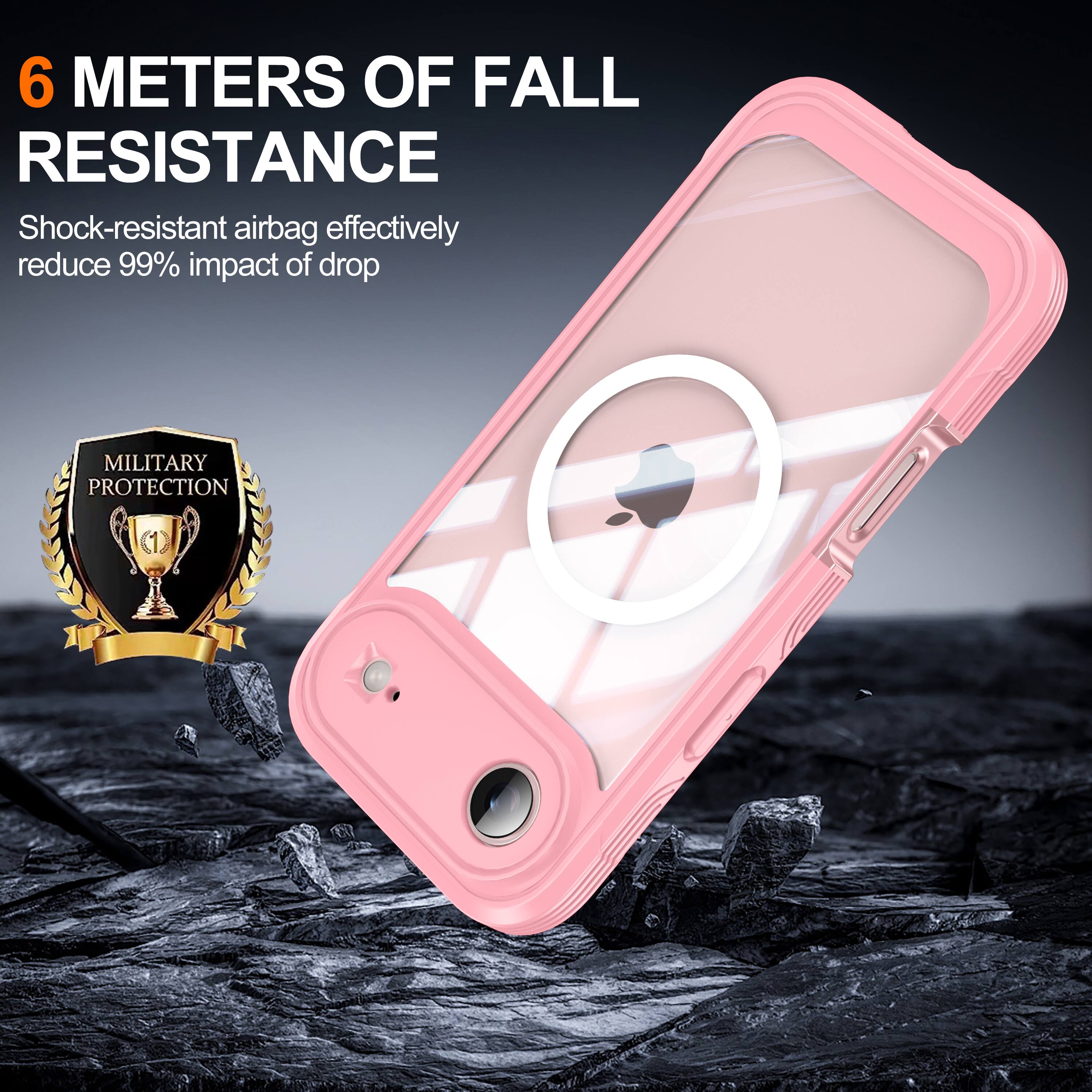 6 METERS OF FALL RESISTANCE  
Shock-resistant airbag effectively reduce 99% impact of drop  
MILITARY PROTECTION