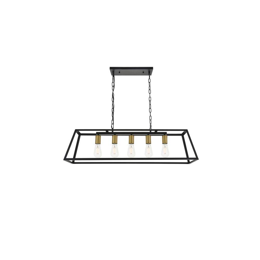 Alt View 6. Living District - Resolute 5 light brass and black Pendant - Brass And Black.
