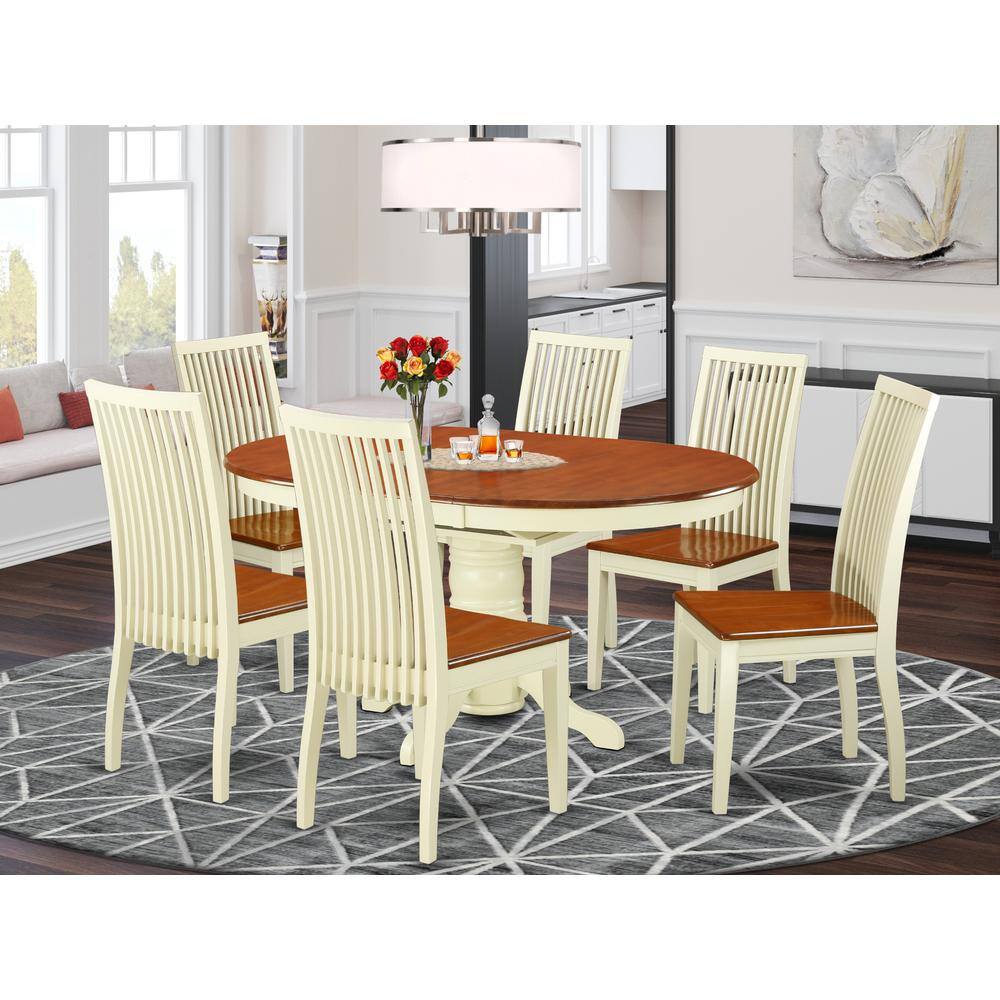 Back. East West Furniture - Dining Room Set Buttermilk & Cherry - Brown.