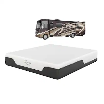 Front. Dynasty Mattress - Dynasty Mattress 8 Inch CoolBreeze Gel Memory Foam RV Short King Mattress Bed - White.