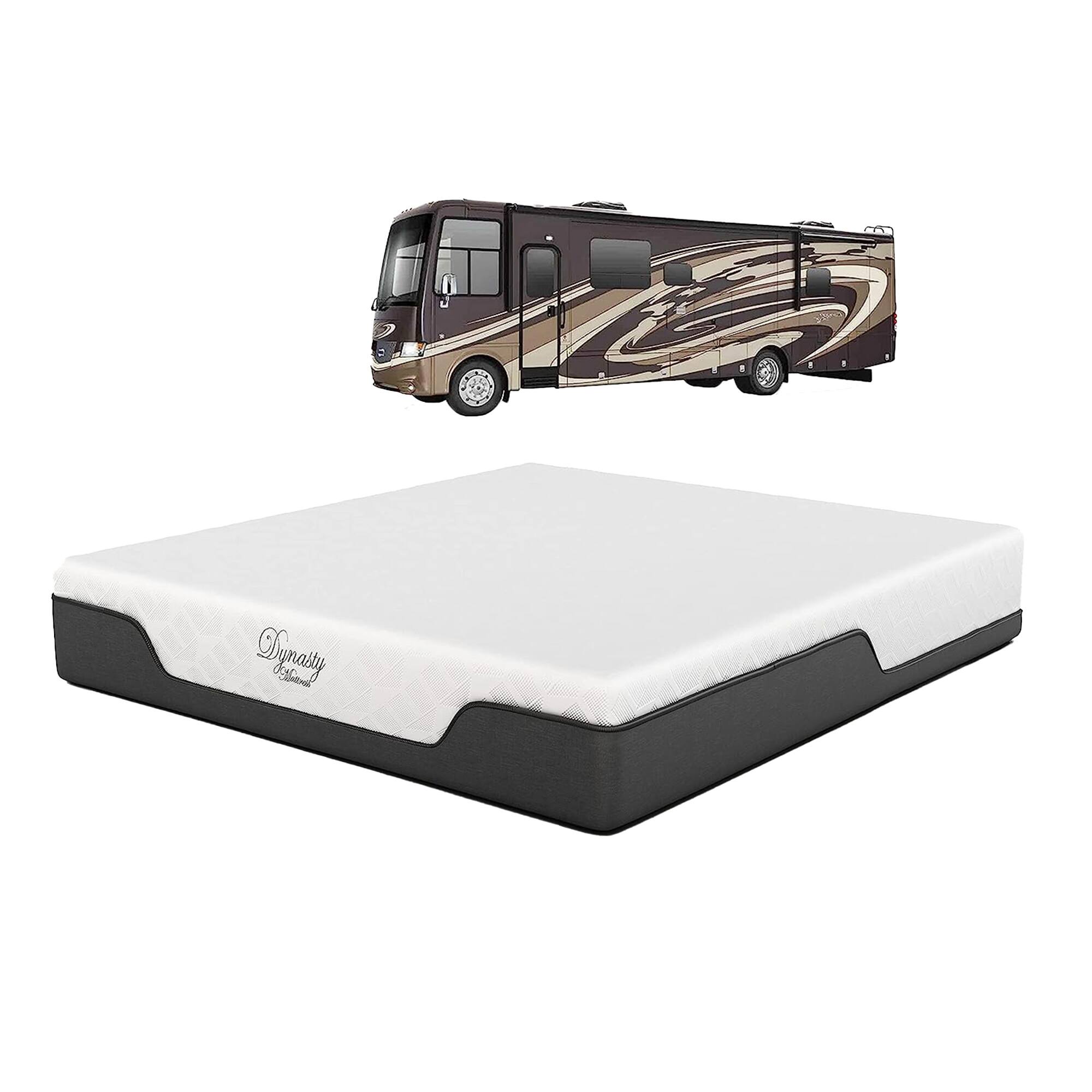 Front. Dynasty Mattress - Dynasty Mattress 8 Inch CoolBreeze Gel Memory Foam RV Short King Mattress Bed - White.