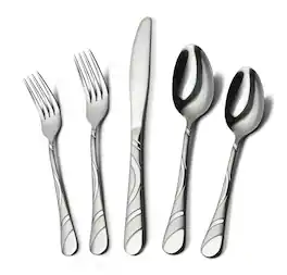 Dazzed Corner - 18/0 Stainless Steel 40-Piece Frosted & Mirror Finish Flatware Set,Set for 8 - Silver