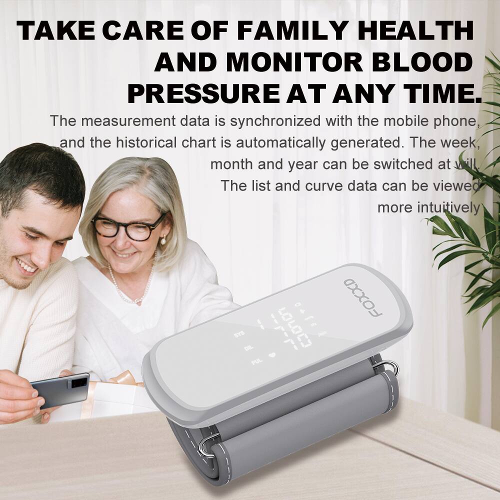 TAKE CARE OF FAMILY HEALTH AND MONITOR BLOOD PRESSURE AT ANY TIME.

The measurement data is synchronized with the mobile phone, and the historical chart is automatically generated. The week, month, and year can be switched at will. The list and curve data can be viewed more intuitively.