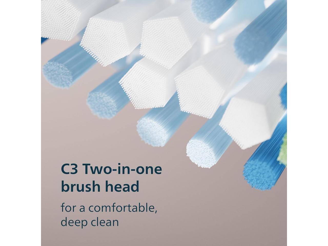 C3 Two-in-one brush head for a comfortable, deep clean