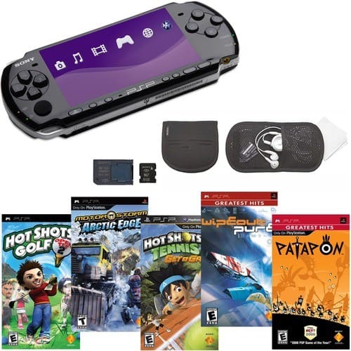 Front Standard. Sony - PSP with 5 T Games, Memory Card & Accessory Pouch.