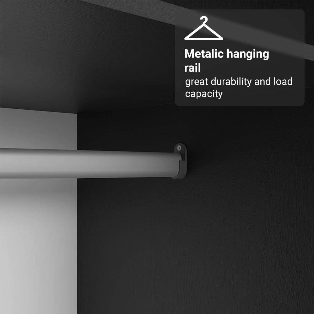 Metallic hanging rail  
great durability and load capacity