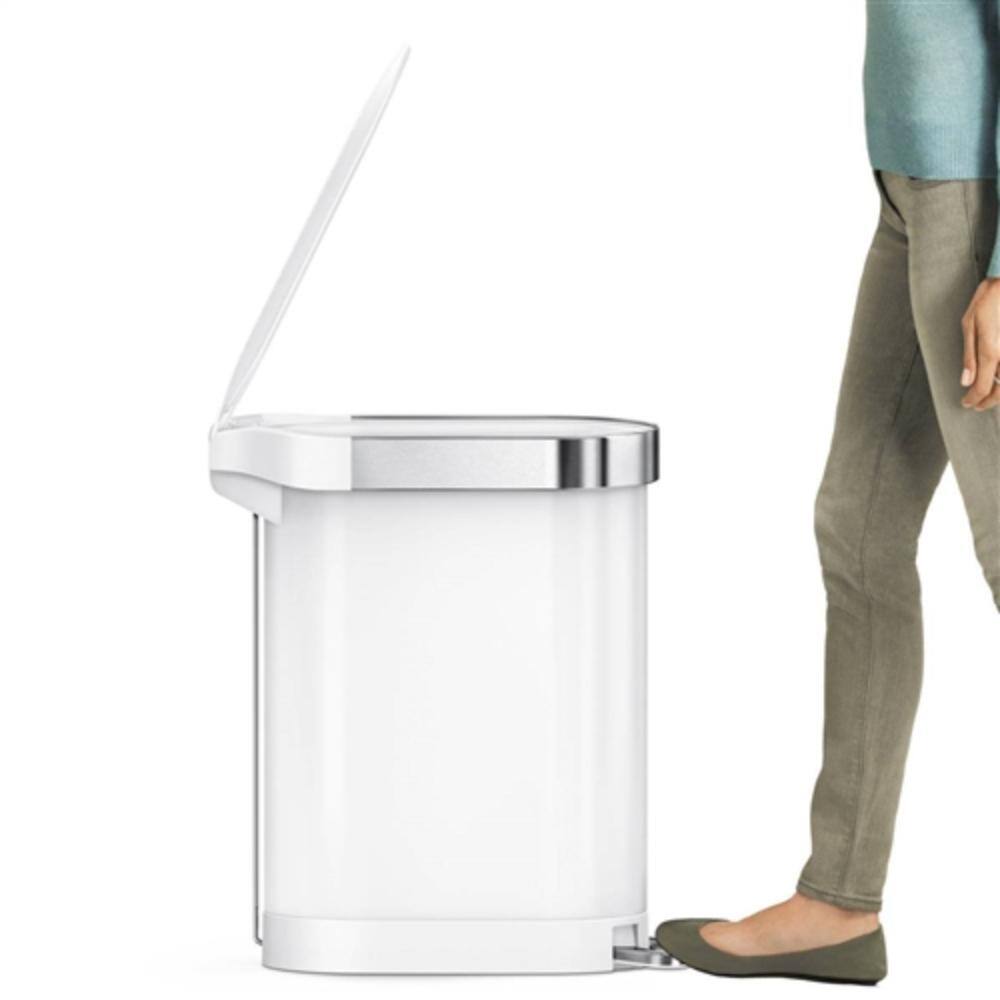 Left. Hivvago - White 12-Gallon Narrow Kitchen Trash Can with Easy Step-on Lid - White.
