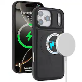 Dteck - Case for Apple iPhone 17 Pro Max Matte Magnetic PU Leather Cover,Shockproof TPU Inner Non-Slip Hybrid Cover - Black