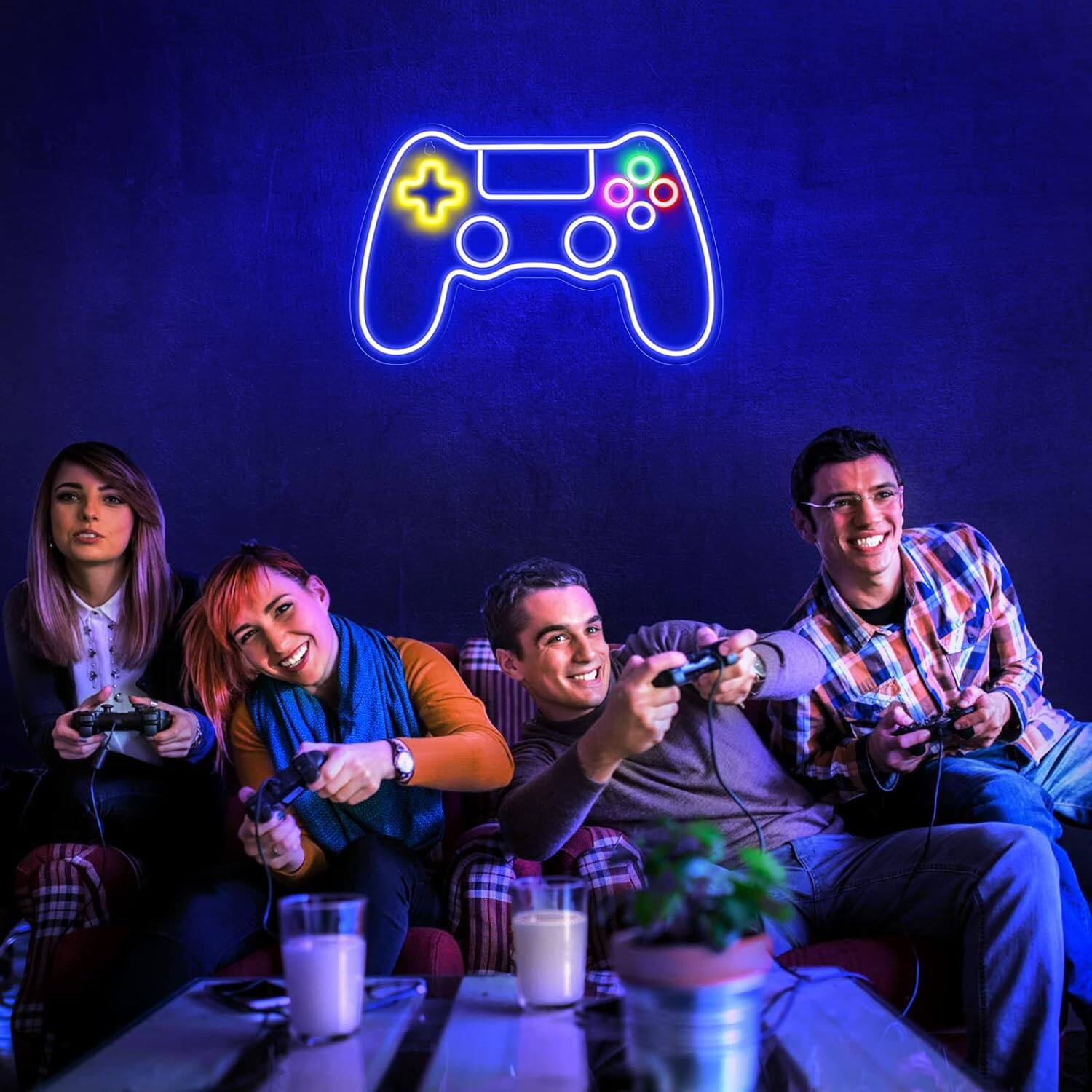 Back. PARKER SLATER - Gamer Neon Sign – LED Game Controller Light for Gaming Room Decor - White.