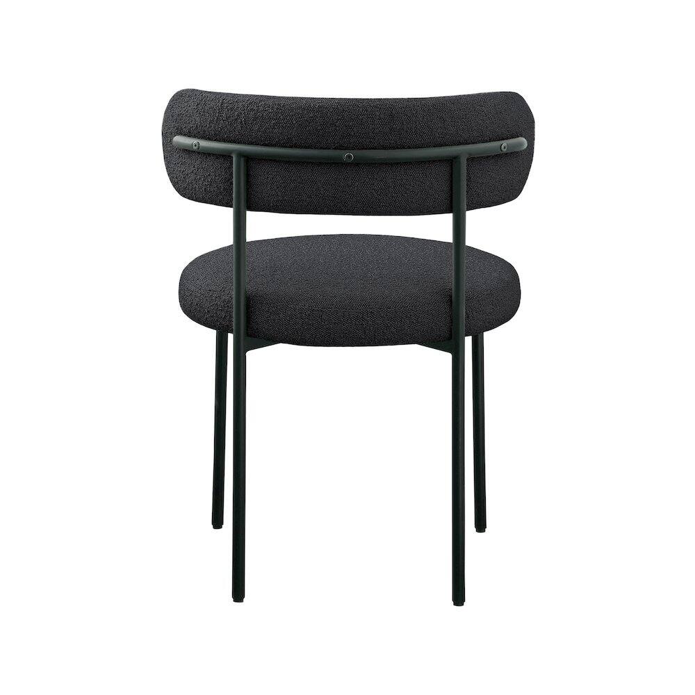 Alt View 1. Meridian Furniture - Beacon Black Boucle Fabric Dining Chair, Set of 2 - Black.