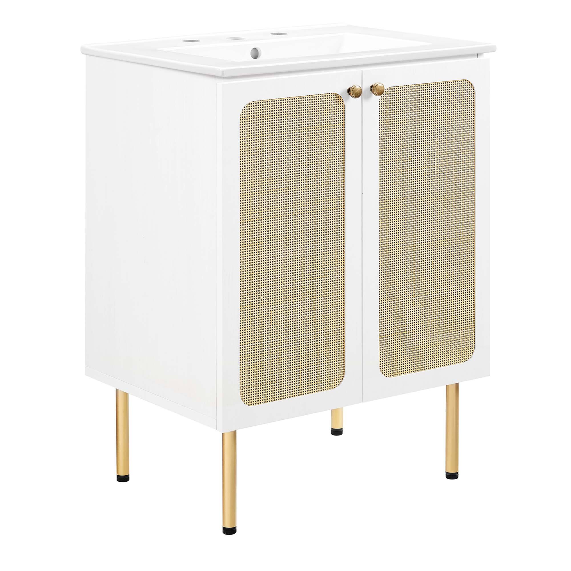 Angle. Modway - Chaucer Bathroom Vanity with White Basin Included by Modway - White White.