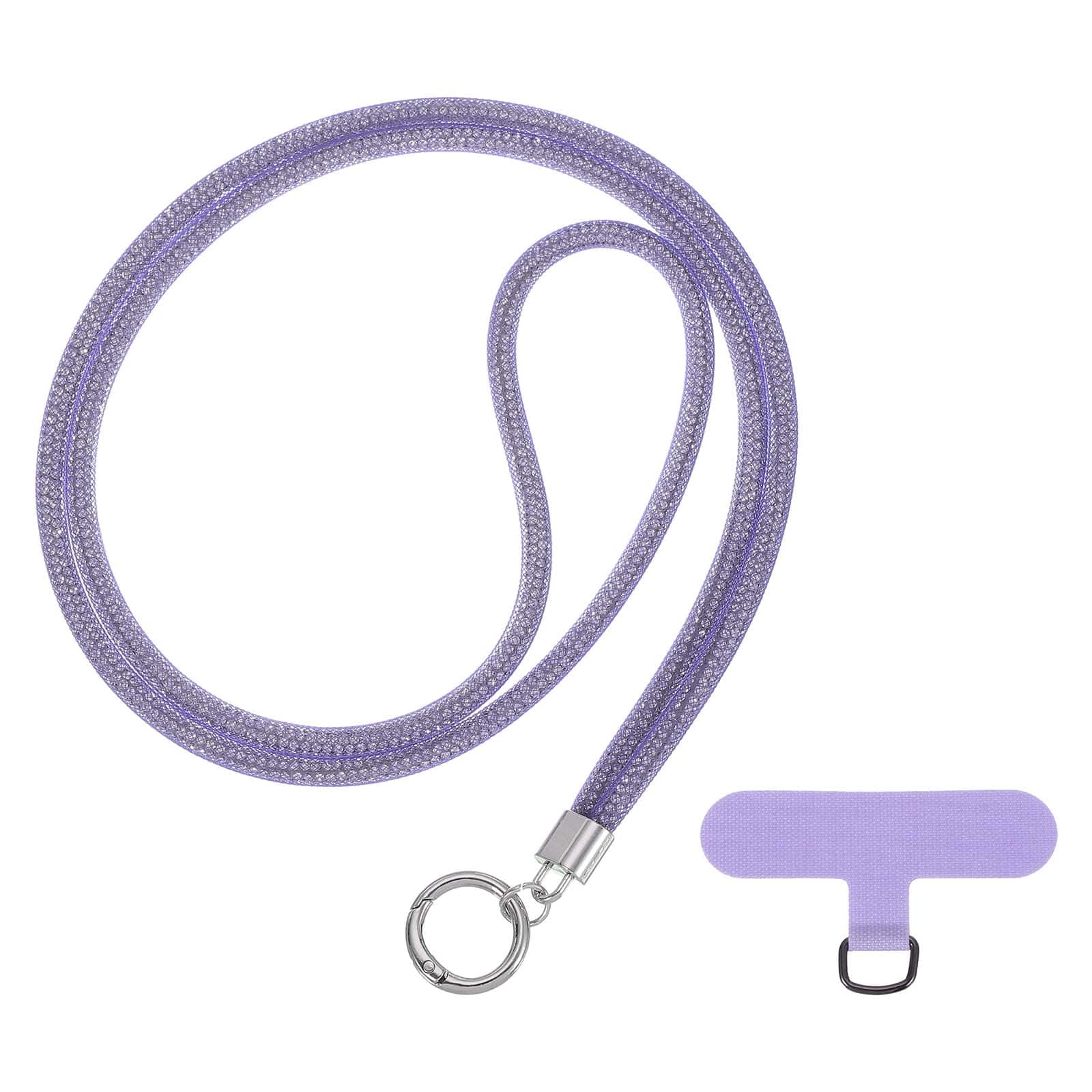 Unique Bargains - 1pc Water Diamond Wrist Phone Bling Shoulder Strap with Tether Tab Universal Lanyard for Smartphones - Purple