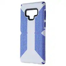 Front. Speck - Speck Presidio Grip Case for Samsung Galaxy Note9 - Gray/Ballpoint Blue - White.