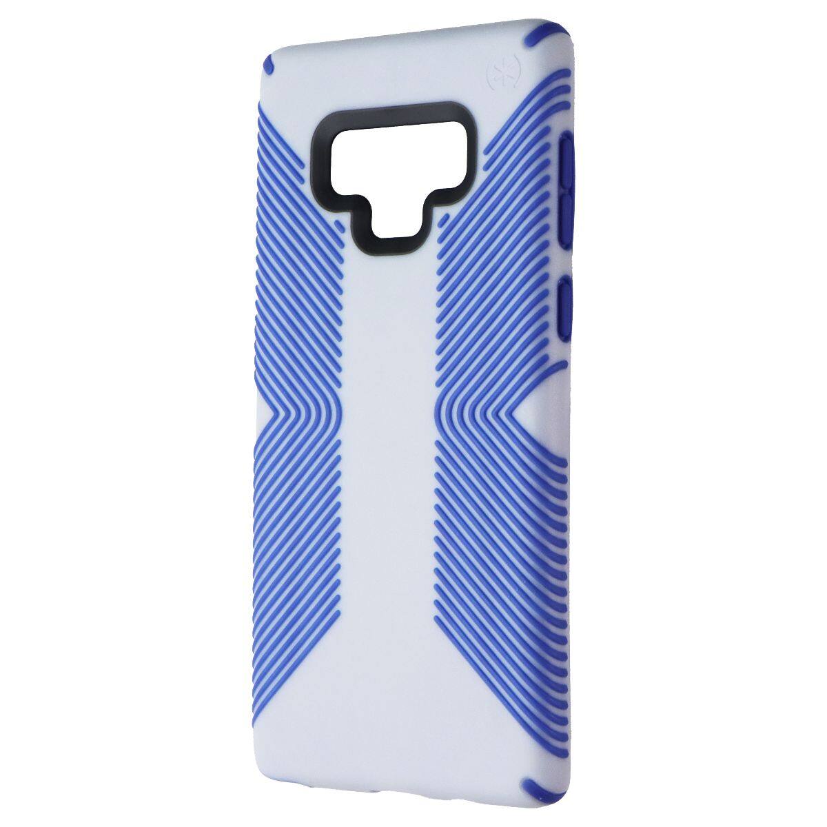 Front. Speck - Speck Presidio Grip Case for Samsung Galaxy Note9 - Gray/Ballpoint Blue - White.