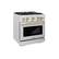 Front. ZLINE - ZLINE Autograph 30 in. Select Dual Fuel Satin Steel Range w/ 4 Burners & Gold Accents (HDRSZ-30-G) - Stainless Steel.