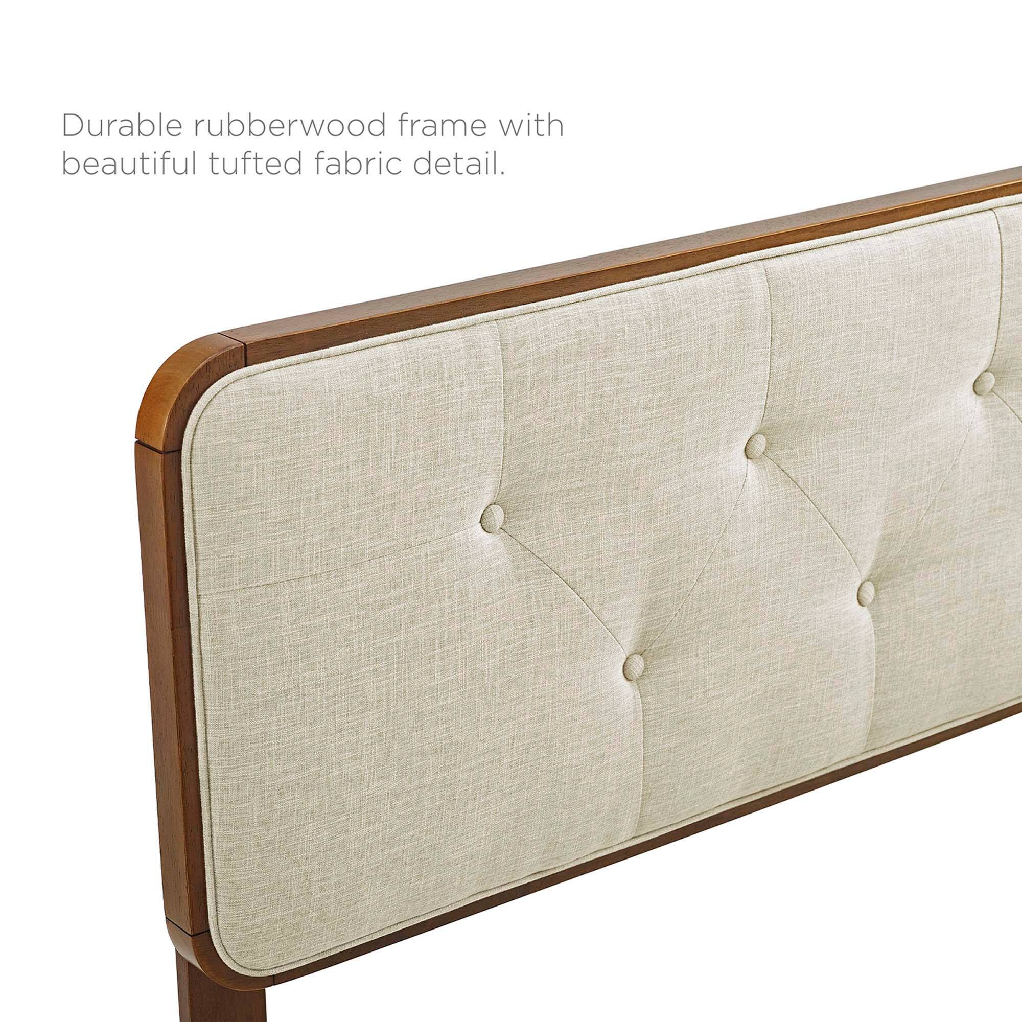 Durable rubberwood frame with beautiful tufted fabric detail.