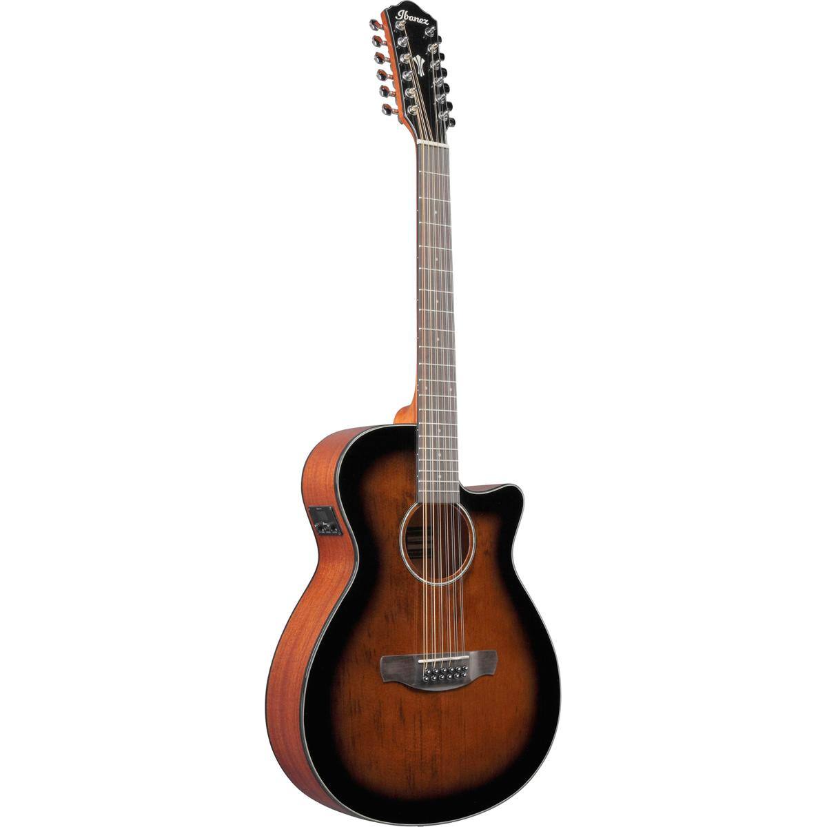 Alt View 2. Ibanez - Ibanez AEG5012 AEG 12-String Acoustic Electric Guitar, Dark Violin Sunburst - Dark Violin Sunburst.