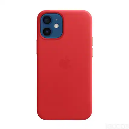 Front. Apple - Apple Back Cover for iPhone 12 Mini (Leather | Red) - Red.