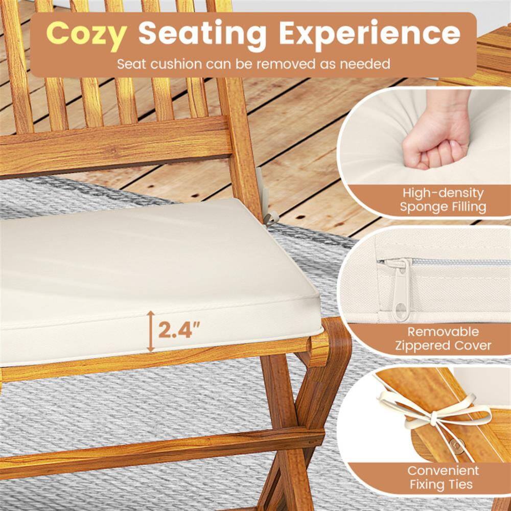 Cozy Seating Experience  
Seat cushion can be removed as needed  

- High-density Sponge Filling  
- 2.4"  
- Removable Zippered Cover  
- Convenient Fixing Ties