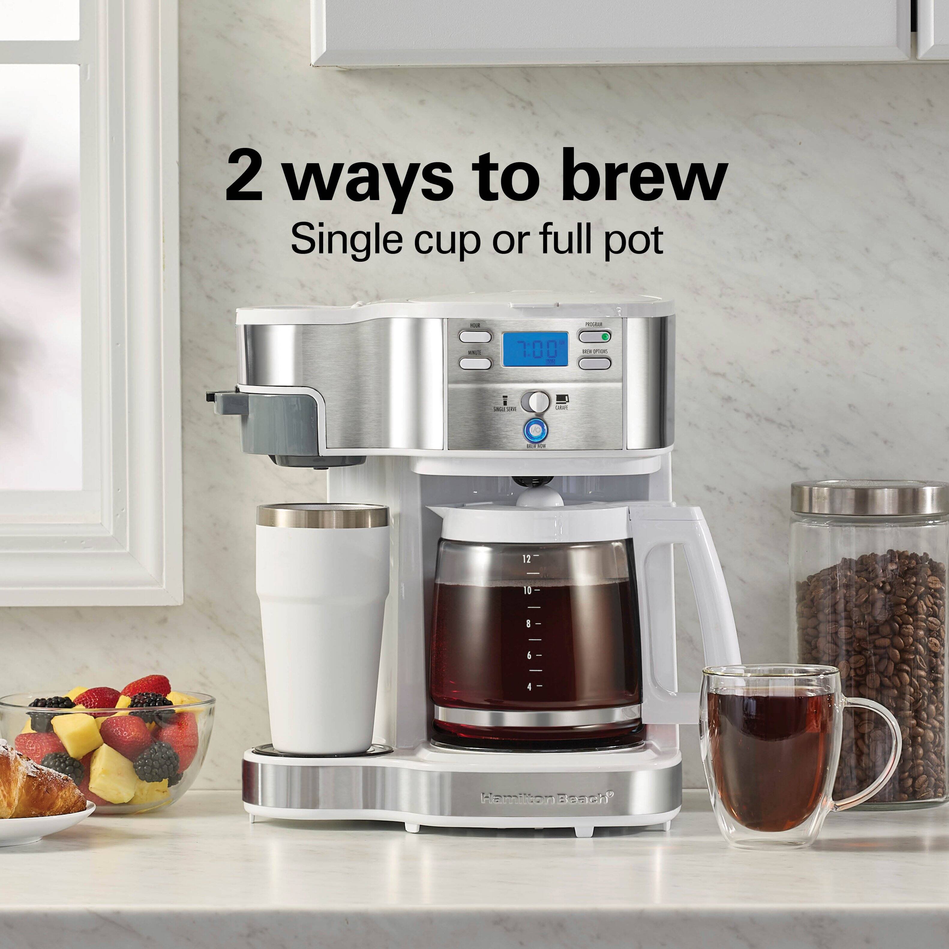 2 ways to brew  
Single cup or full pot  

Hamilton Beach
