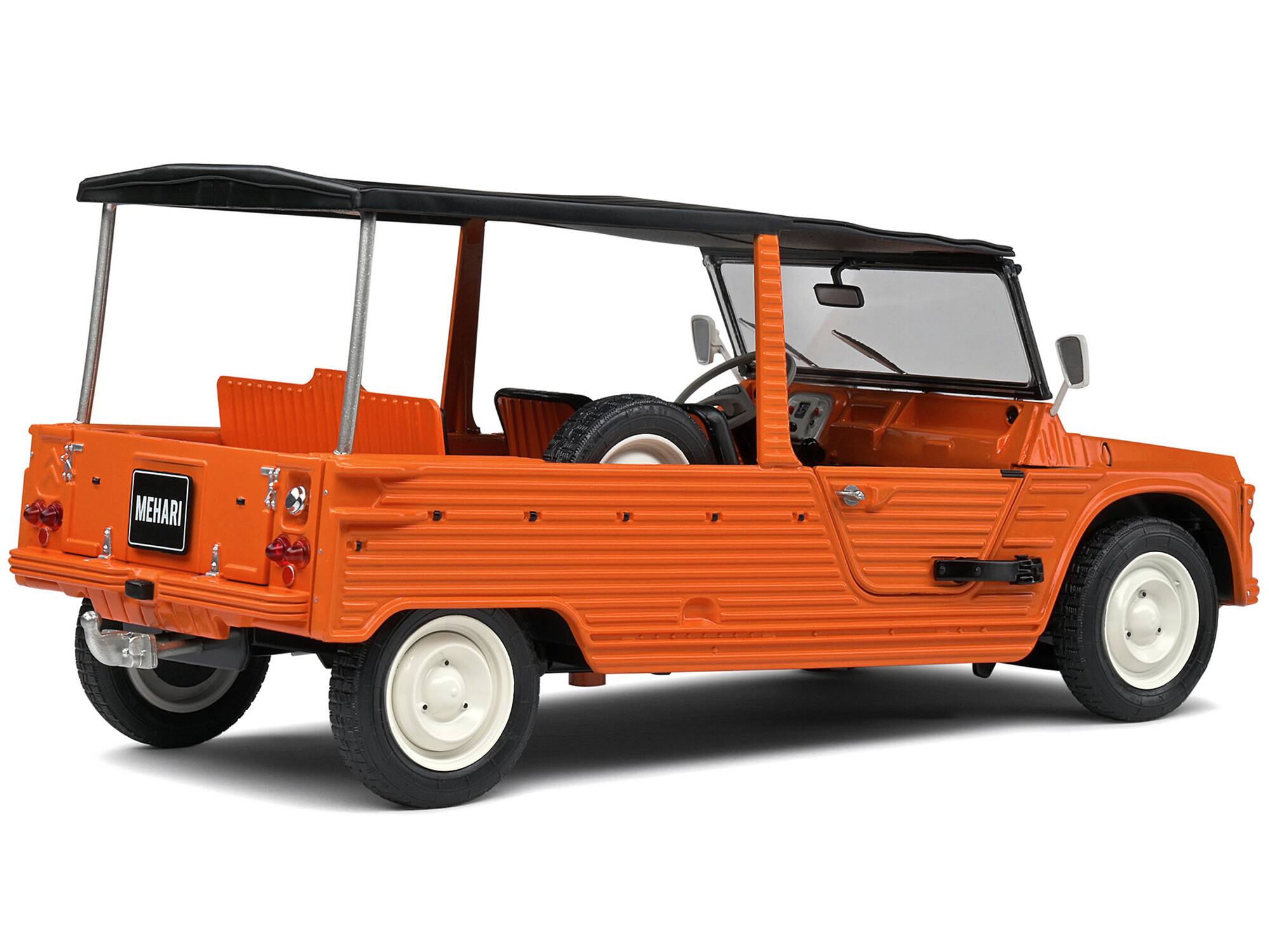 Alt View 1. Solido - 1970 Citroen Mehari MK.1 Kirghiz Orange with Black Top 1/18 Diecast Model Car by Solido - Orange With Black.
