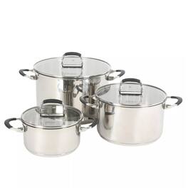 Oster - Platinum Silverbolt 6 Piece Stainless Steel Stackable Space-Saving Dutch Oven Set - Silver