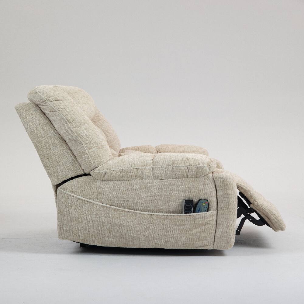 Alt View 6. Ropilly - Ropilly power lift recliner for big and tall seniors lay flat lift chair with heat and massage cream chenille - Cream.