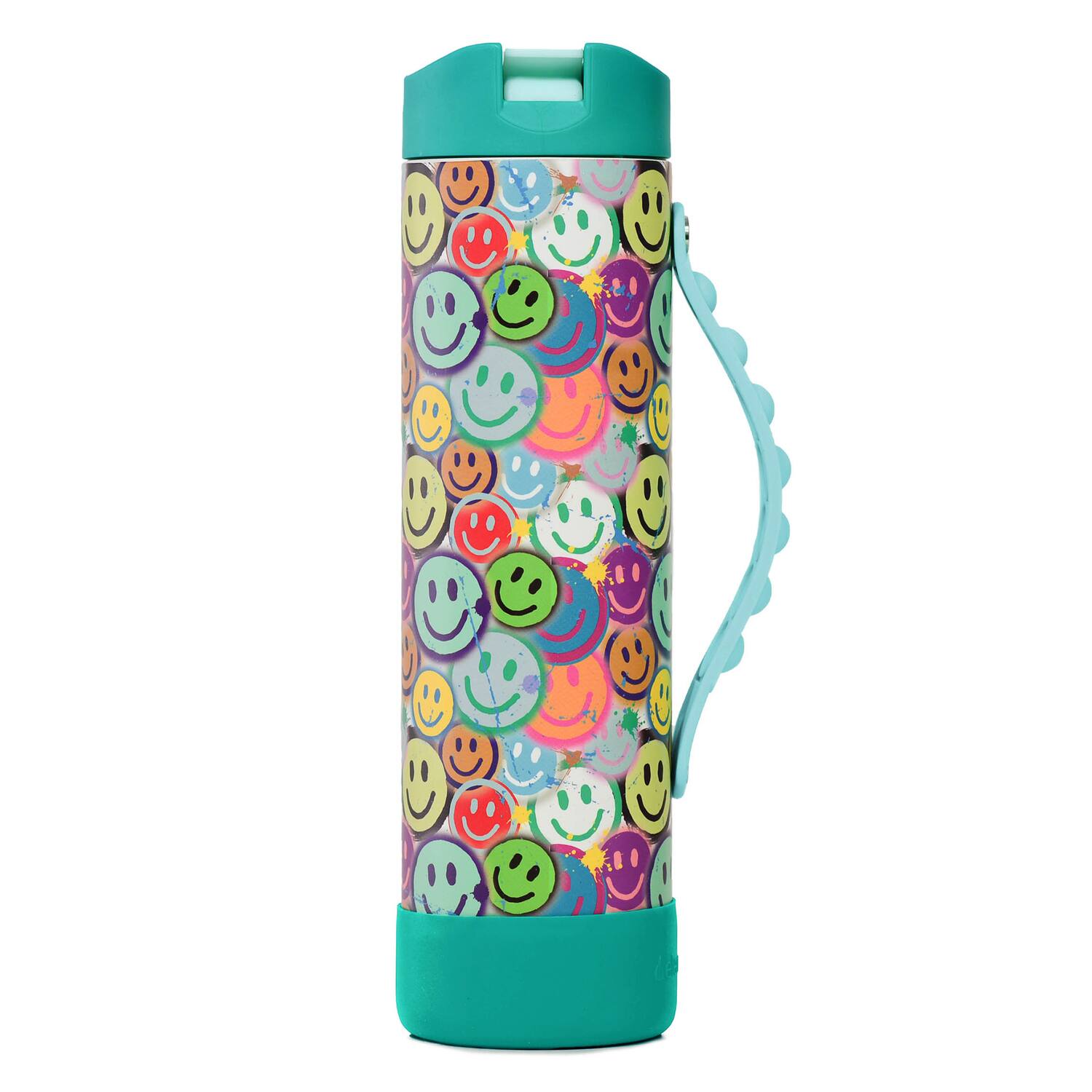 Alt View 2. Elemental - Iconic Pop Stainless Steel Fidget Water Bottle 20 Oz, Flip-Open Sports Cap - Graffiti Smile.