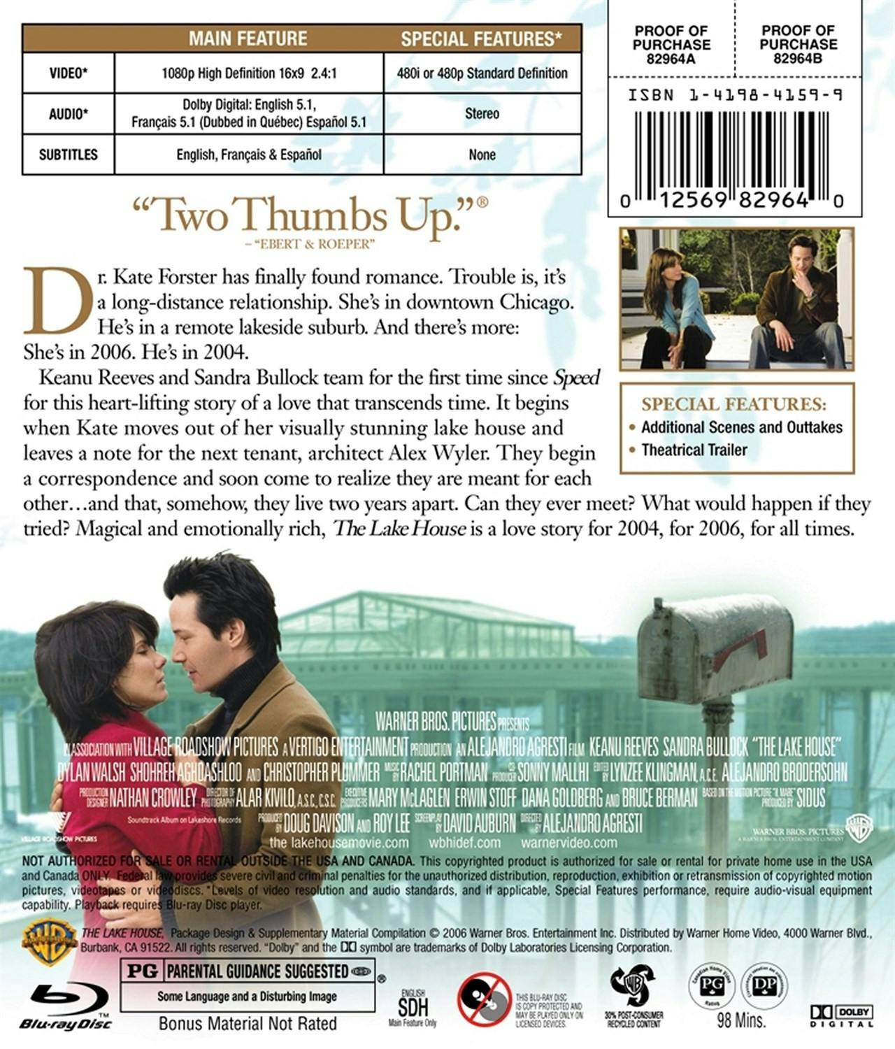 Back. The Lake House [Blu-ray].