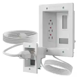 Mount-It! - In-Wall Cable Management Kit with Power Input Module – Recessed TV Cable Concealer with 3 Outlets - White