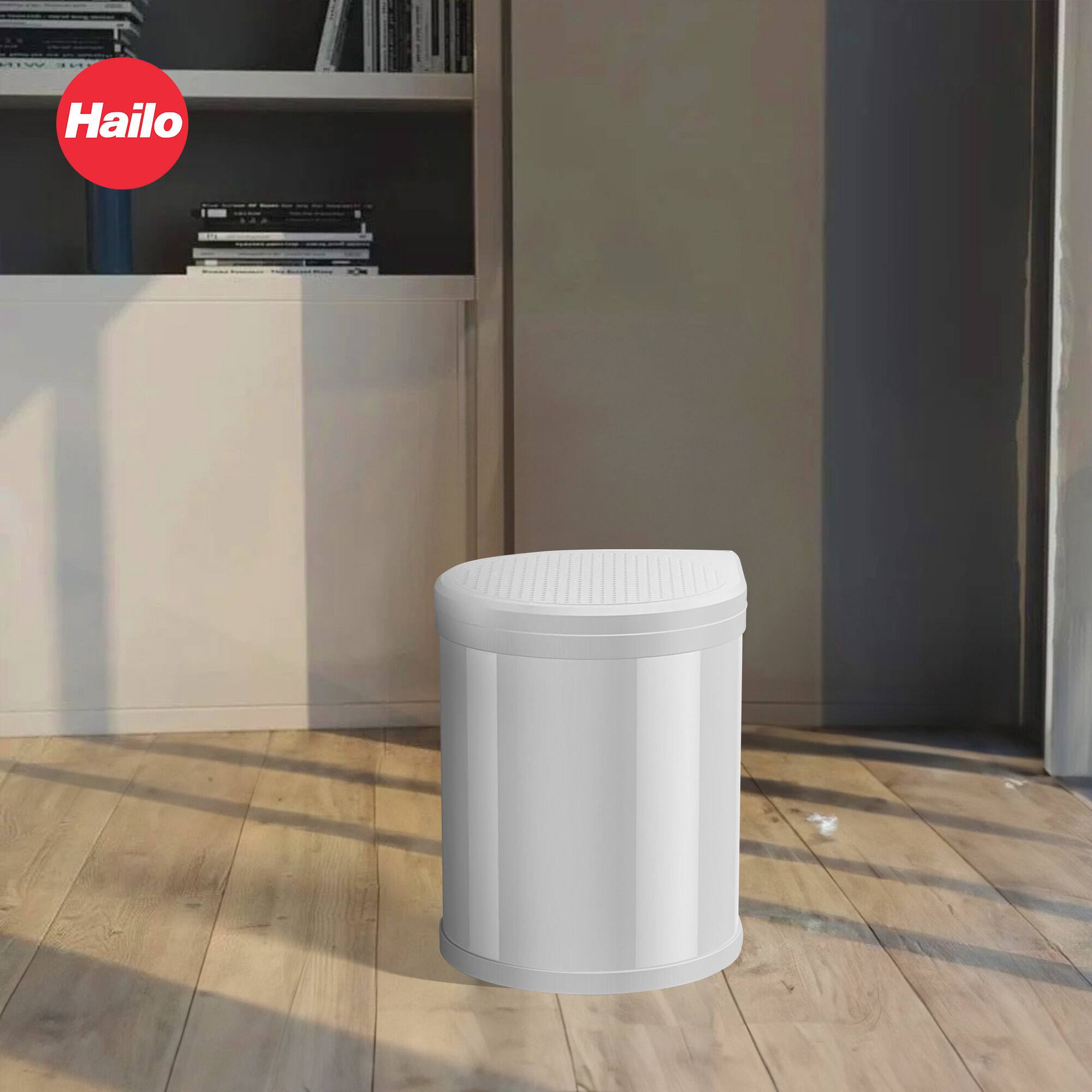 Alt View 4. Hailo - Compact 15L Waste Bin with Lid-Lift System - White.