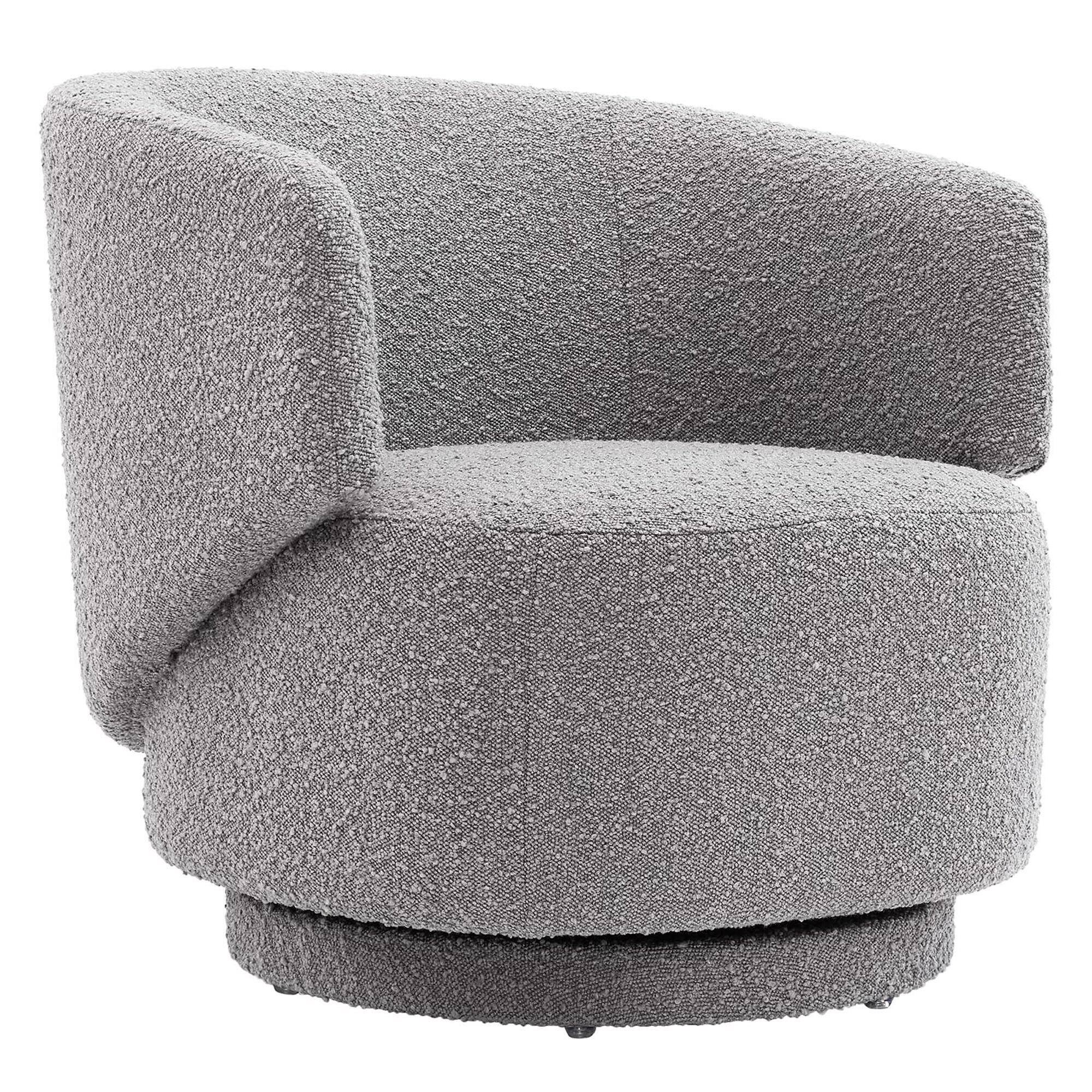 Angle. Modway - Celestia Boucle Fabric Swivel Chair by Modway - Light Gray.