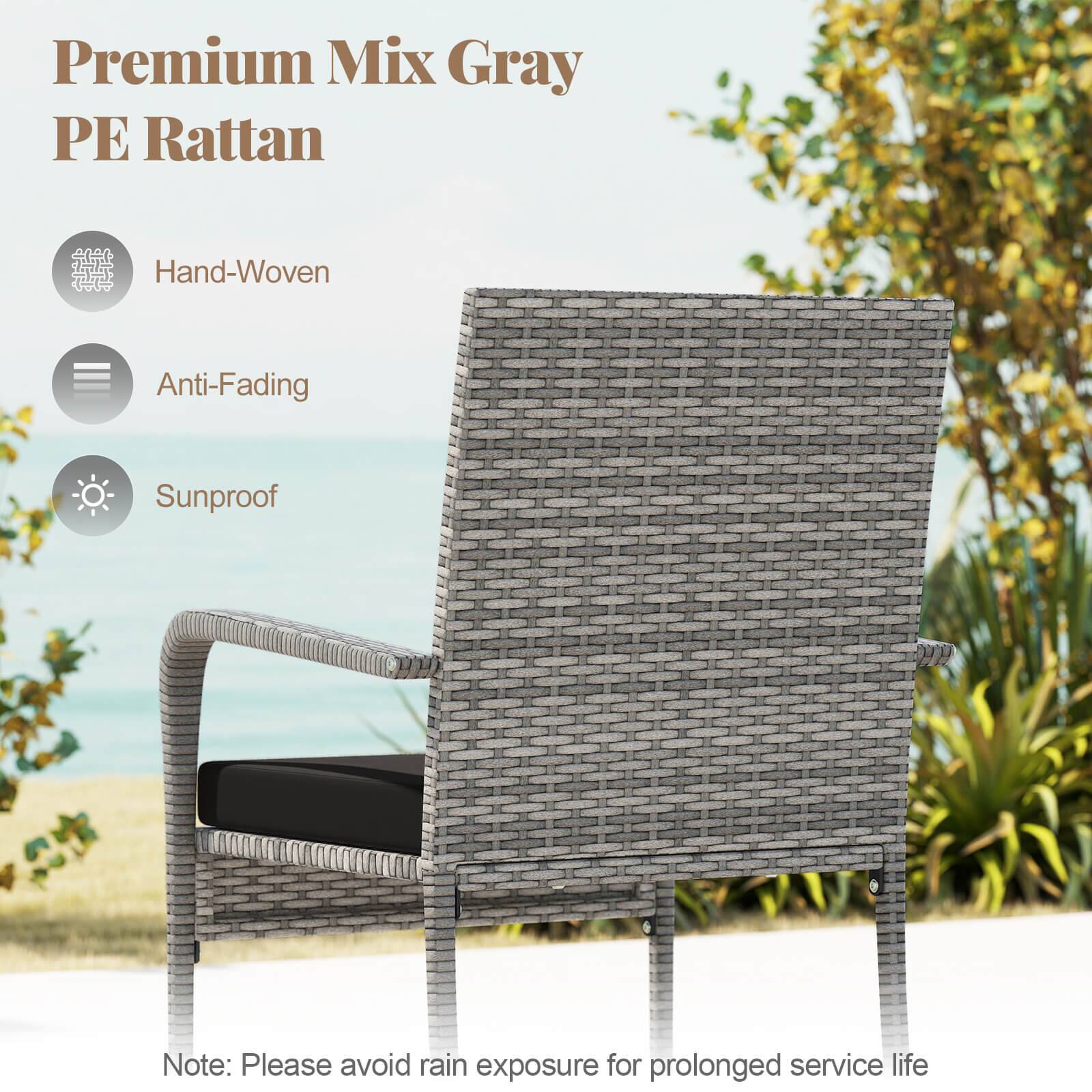 Premium Mix Gray PE Rattan

- Hand-Woven
- Anti-Fading
- Sunproof

Note: Please avoid rain exposure for prolonged service life
