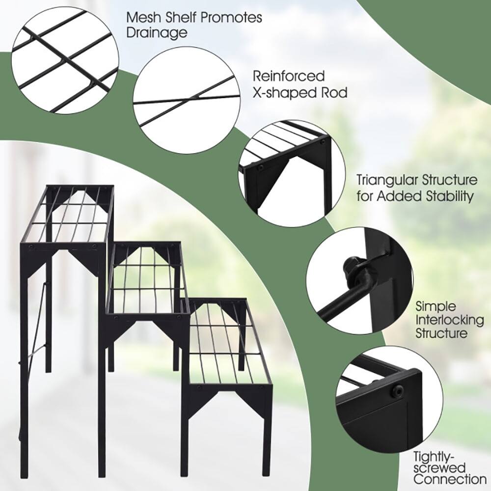 Mesh Shelf Promotes Drainage  
Reinforced X-shaped Rod  
Triangular Structure for Added Stability  
Simple Interlocking Structure  
Tightly-screwed Connection