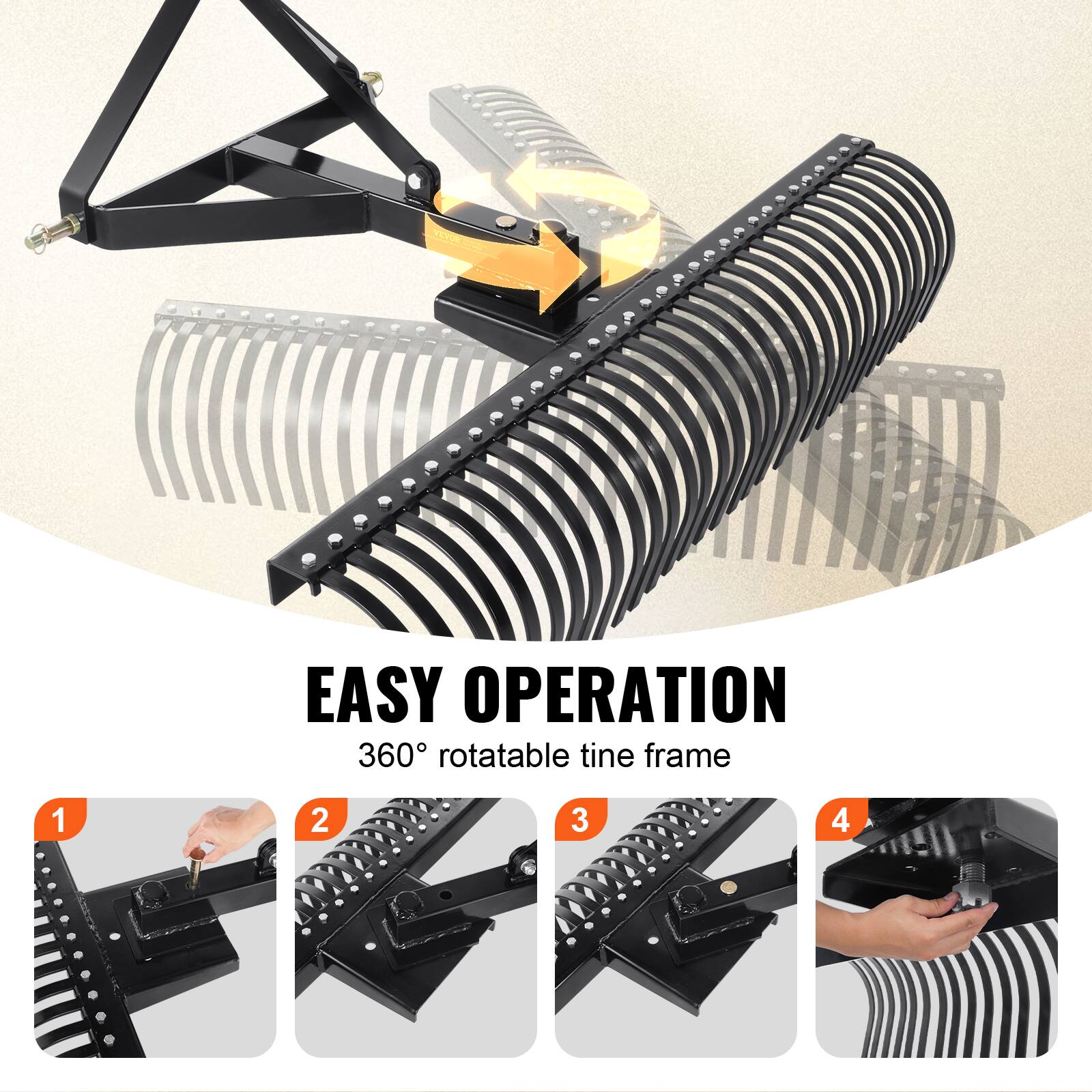 EASY OPERATION
360° rotatable tine frame
1
2
3
4