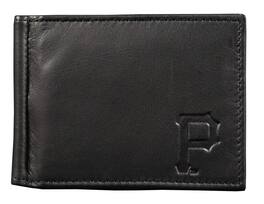 Rico Industries - Pittsburgh Pirates Baseball RFID Blocking Shield Black Leather Money Clip Wallet - Multi
