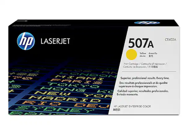 Front. HP - CE402A LaserJet 507A Toner Cartridge - Yellow.