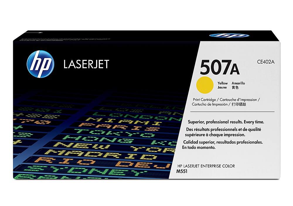 Front. HP - CE402A LaserJet 507A Toner Cartridge - Yellow.