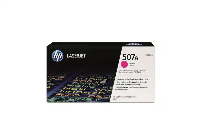 Front. HP - CE403A LaserJet 507A Toner Cartridge - Magenta.